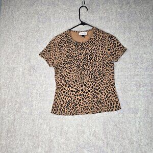 Universal Thread Womens Leopard Print Short Sleeve Tee Shirt S